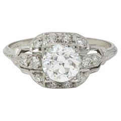 Anello di fidanzamento Art of Vintage Bombé in platino con diamante OEC 1,40 CTW GIA