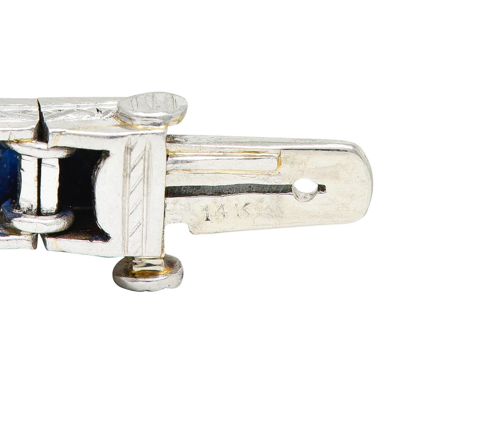 Art Deco 14.00 Carats French Cut Sapphire Platinum Line Bracelet 5