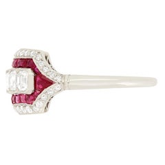 Art Deco 1.40 Carat Diamond and Ruby Seven Stone Ring, circa 1930s