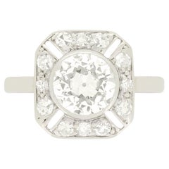 Art Deco 1.40 Carat Diamond Cluster Ring, circa 1920s
