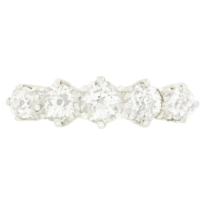 Art Deco 1.40ct Diamond Five Stone Ring, c.1920s For Sale