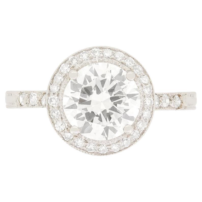 Art Deco 1.40ct Diamond Halo Ring, c.1920s For Sale