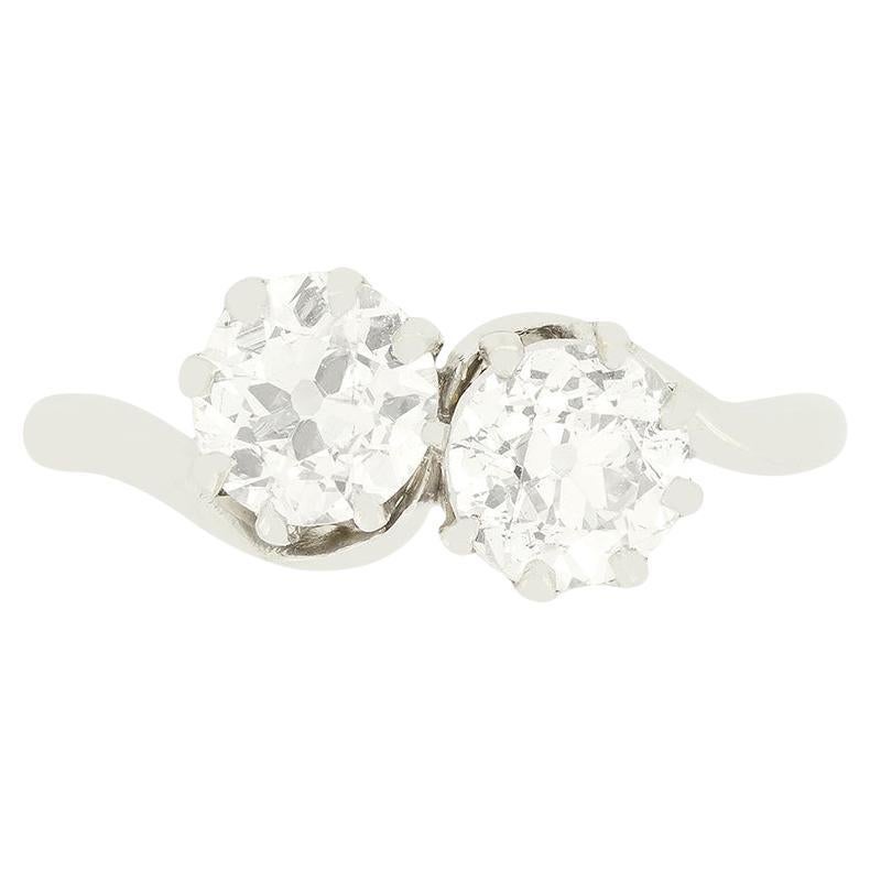 Art Deco 1.40ct Diamond Two Stone Twist Ring, c.1920s