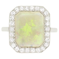 Antique Art Deco 1.40ct Opal and Diamond Halo Ring, c.1920s