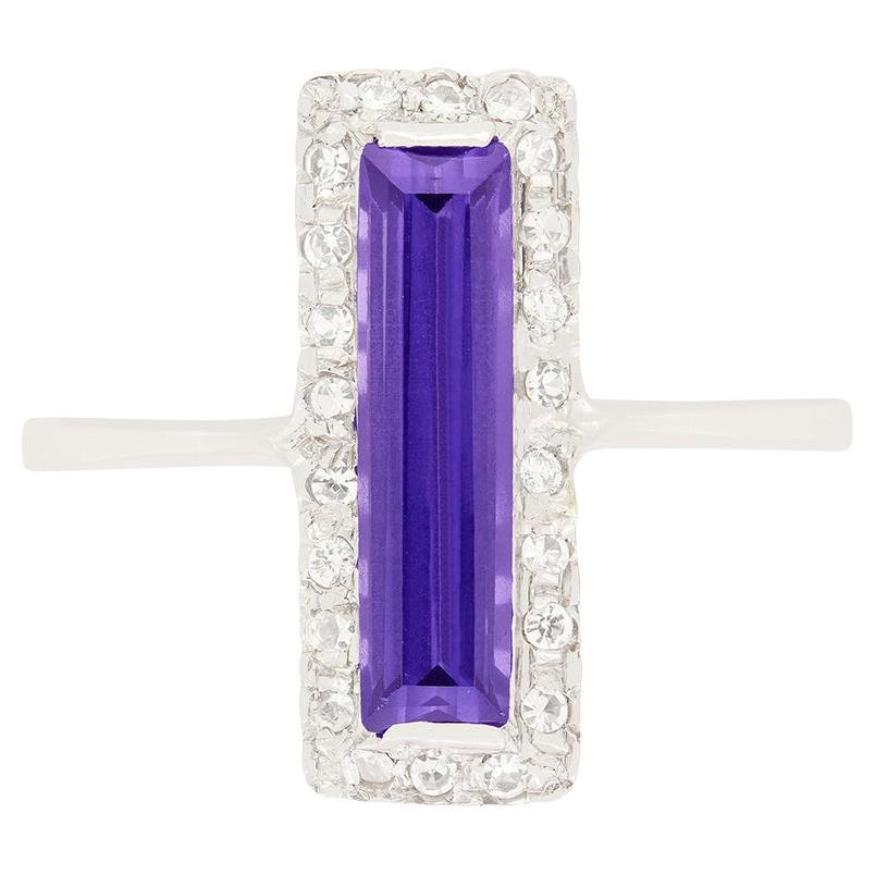Art Deco 1.40ct Purple Sapphire and Diamond Cluster Ring, c.1920s