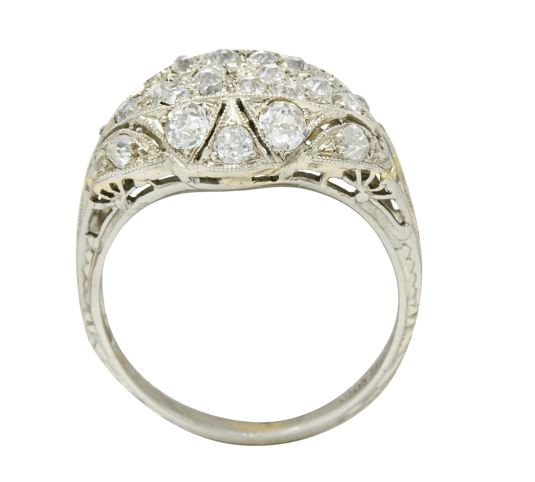 Art Deco 1.42 Carat Diamond 18 Karat White Gold Dinner Ring 2
