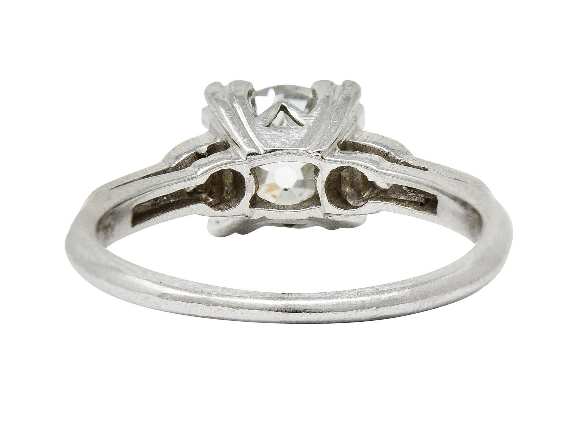 Old European Cut Art Deco 1.43 Carats Old European Diamond Platinum Engagement Ring GIA For Sale