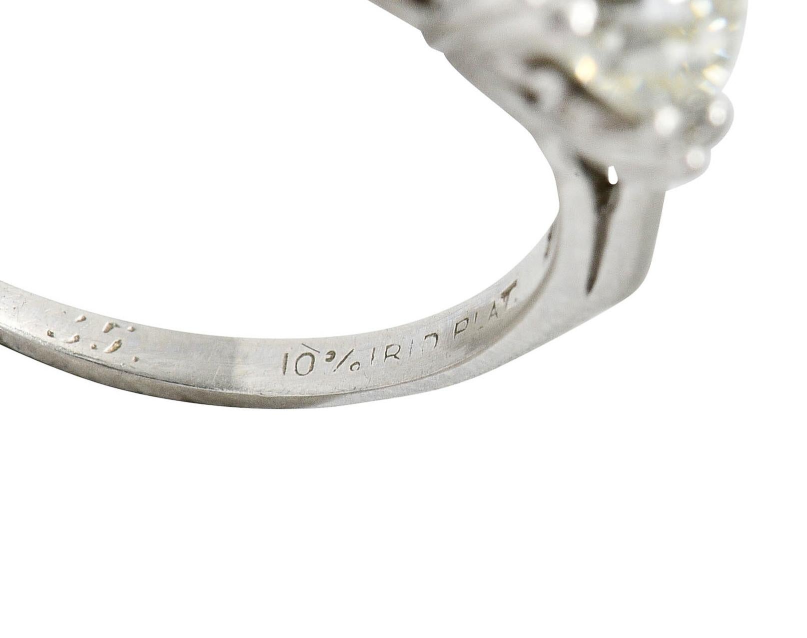 Art Deco 1.43 Carats Old European Diamond Platinum Engagement Ring GIA For Sale 1