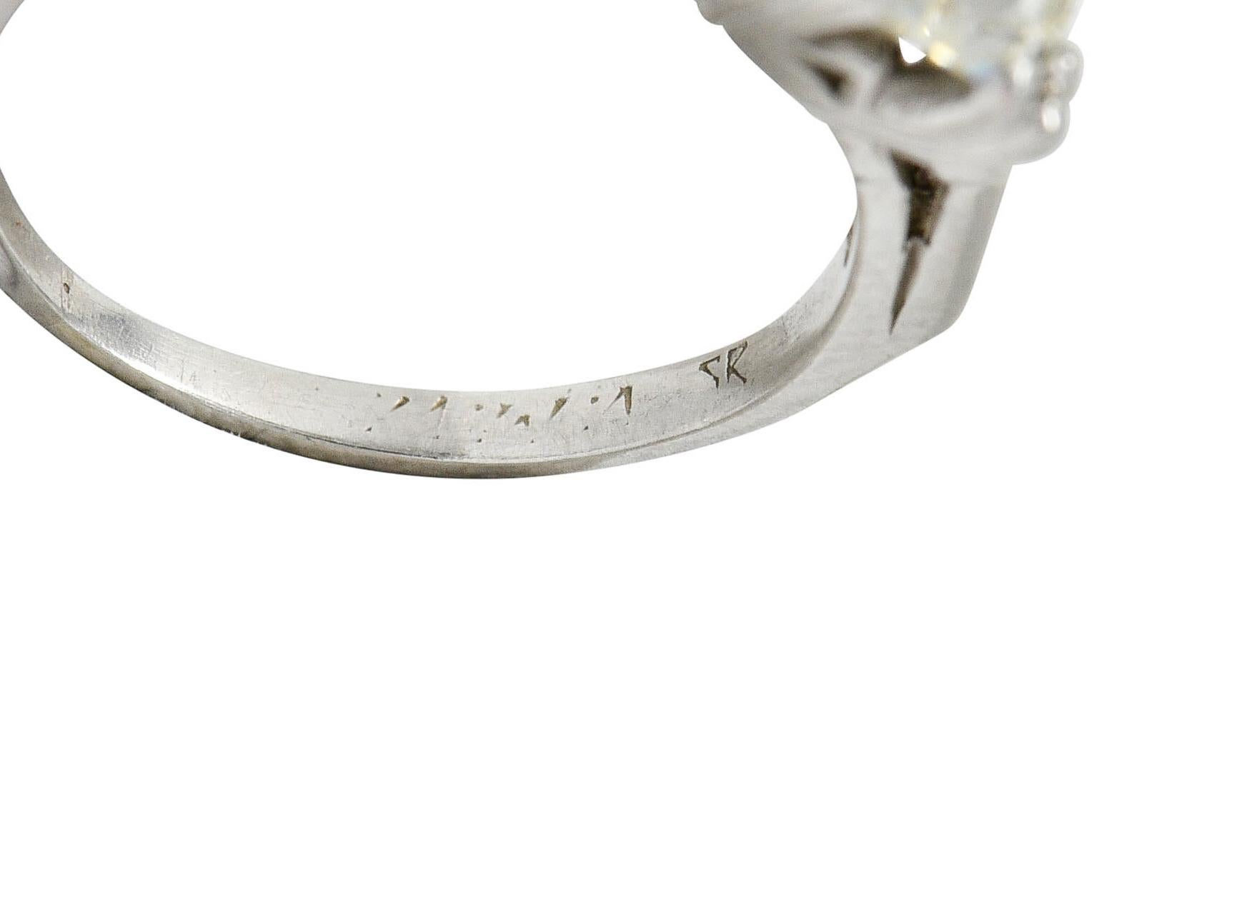 Art Deco 1.43 Carats Old European Diamond Platinum Engagement Ring GIA For Sale 2