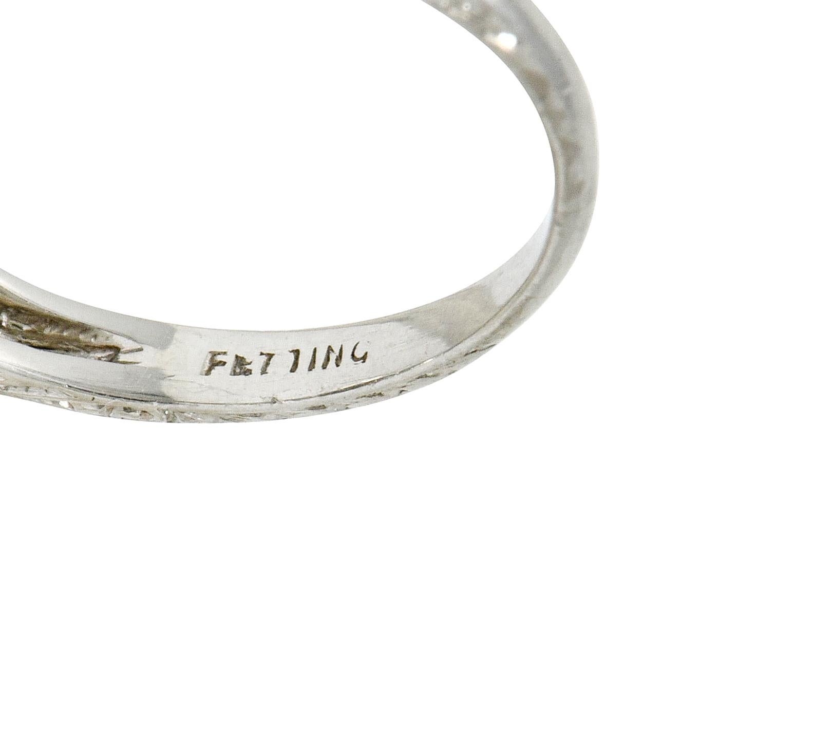Art Deco 1.45 Carat Diamond Sapphire Platinum Engagement Ring 1