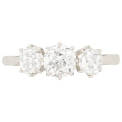 Art Deco 1.45 Carat Diamond Three-Stone Engagement Ring, circa 1920s