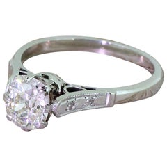 Art Deco 1.45 Carat Old Cut Diamond Engagement Ring