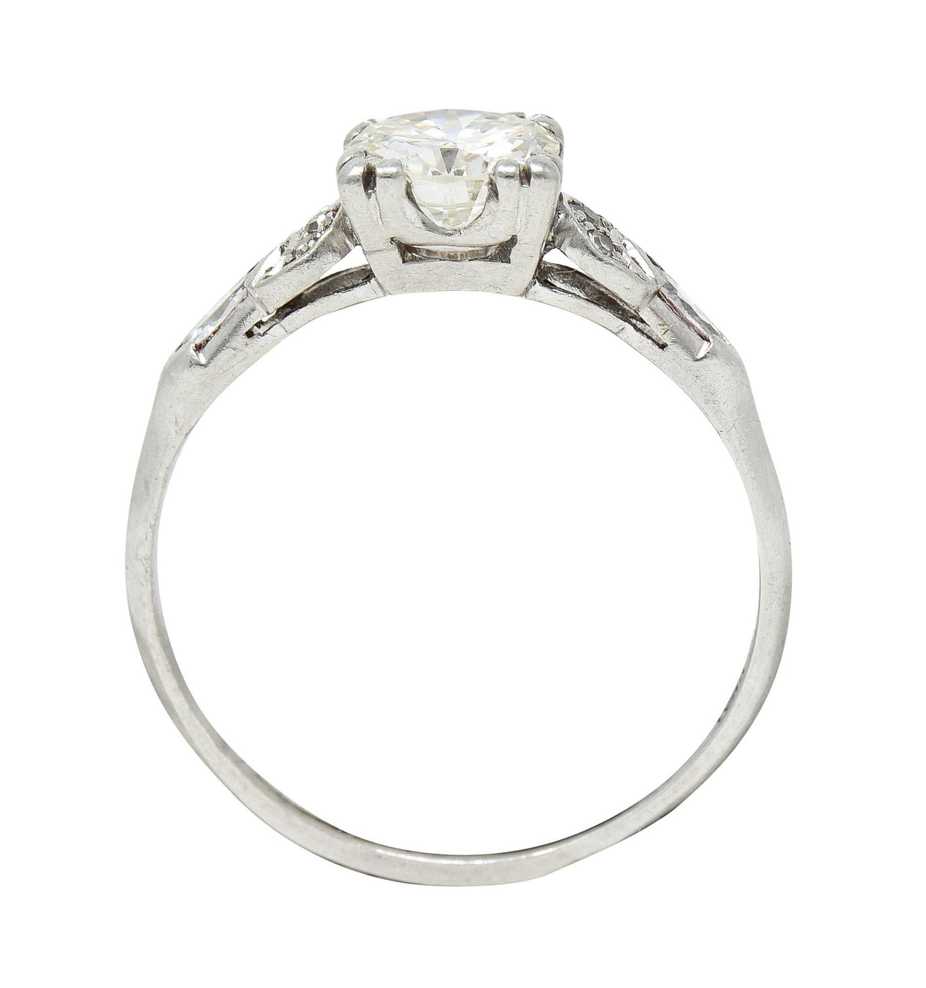 Art Deco 1.45 Carats Diamond Platinum Half Moon Engagement Ring 3