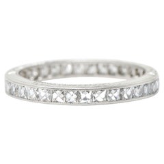 Art Deco 1.45 Carats French Cut Diamond Platinum Eternity Band Ring