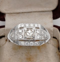 Art Deco 1.45 CT Diamond Solitaire 18 Kt Ring