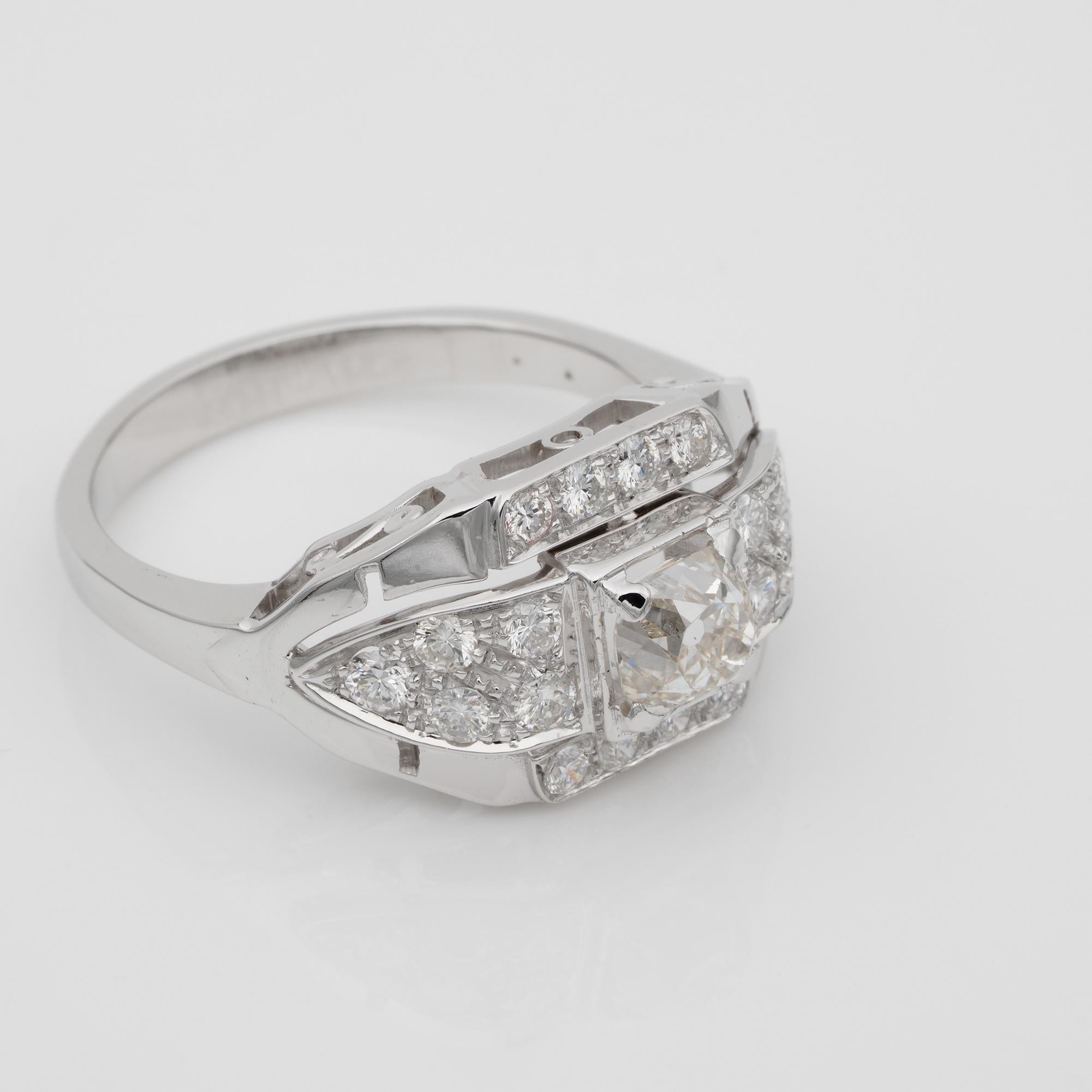 Old Mine Cut Art Deco 1.45 CT Diamond Solitaire 18 Kt Ring For Sale