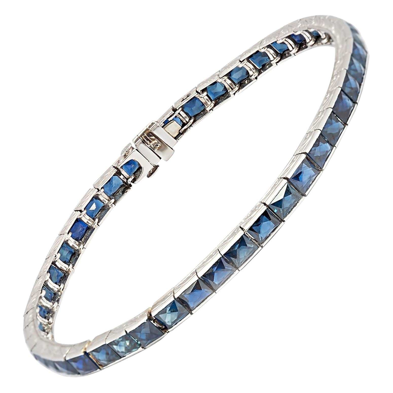 Art Deco 14.50 Carat Sapphire Line Bracelet