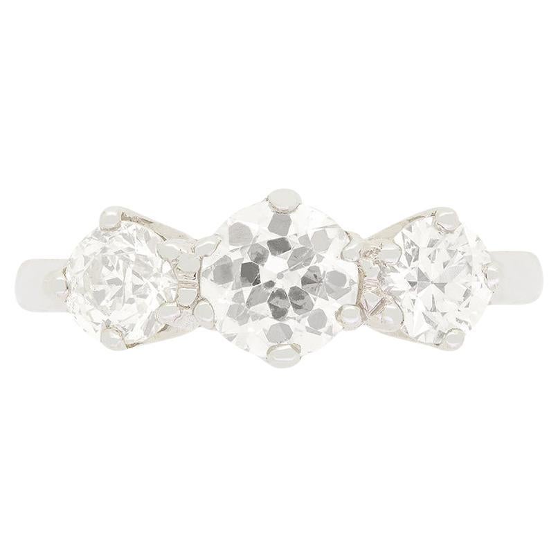 Art Deco 1.45ct Diamond Three Stone Ring, c.1930s
