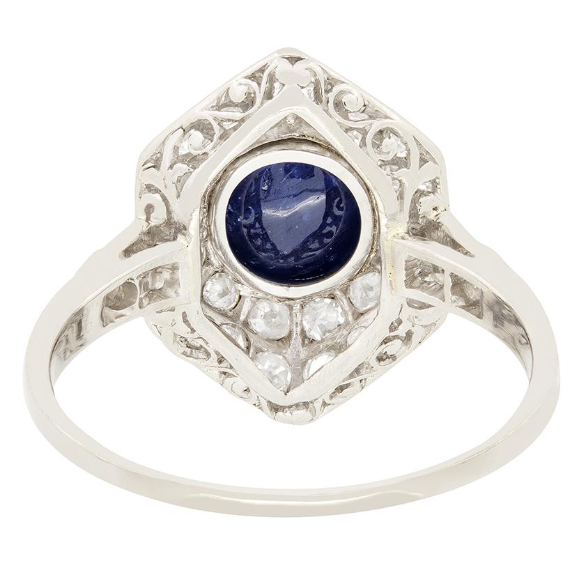 Art Deco 1.45ct Sapphire and Diamond Cluster Ring, circa 1920s In Good Condition For Sale In London, GB