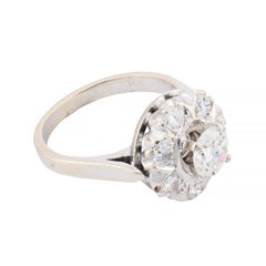 Anillo de compromiso estilo halo con diamantes Art Decó de 1,45 qt en oro blanco de 14 quilates