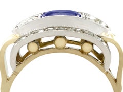 Art Deco 1.46 Carat Diamond and Sapphire Yellow Gold Dress Ring