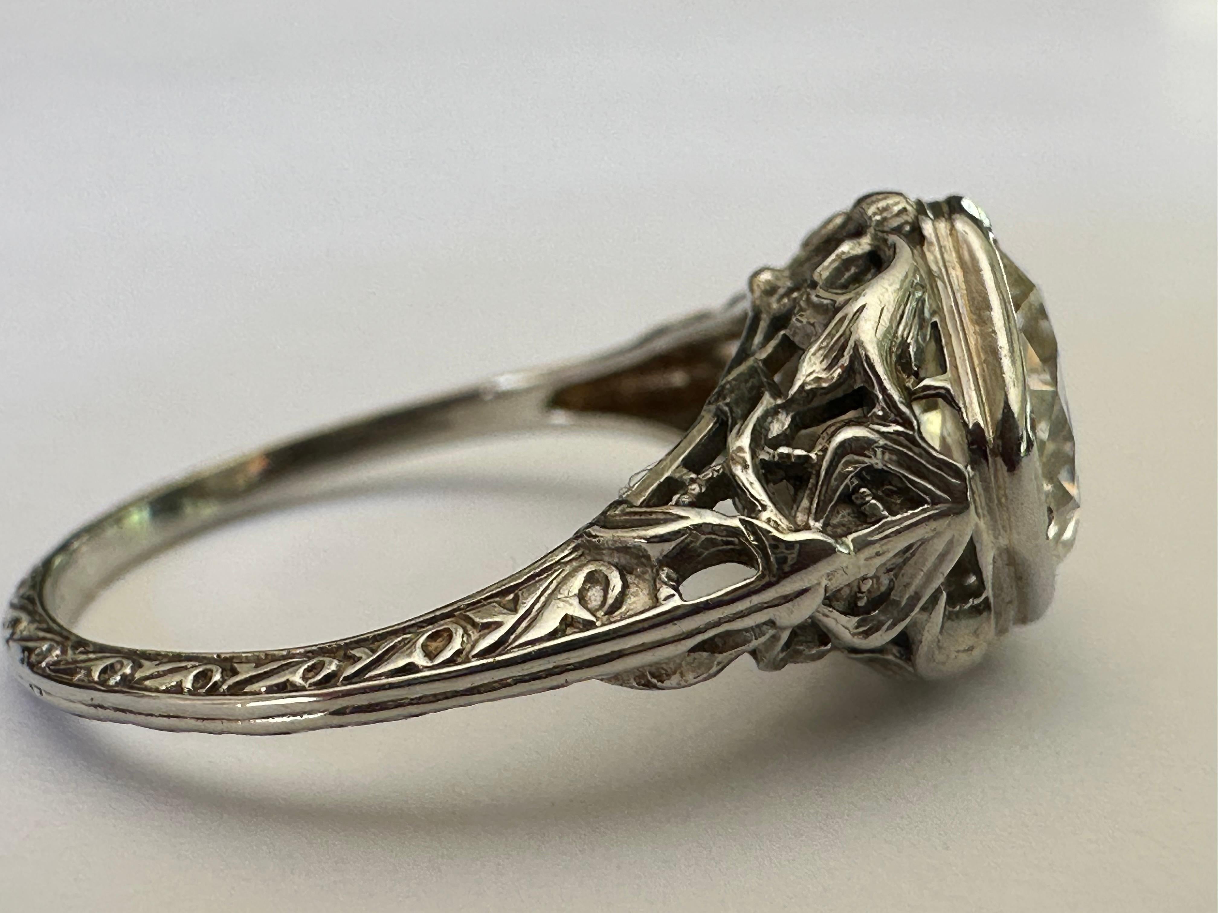 Art Deco 1,46-karätiger Diamant Solitär-Ring Damen