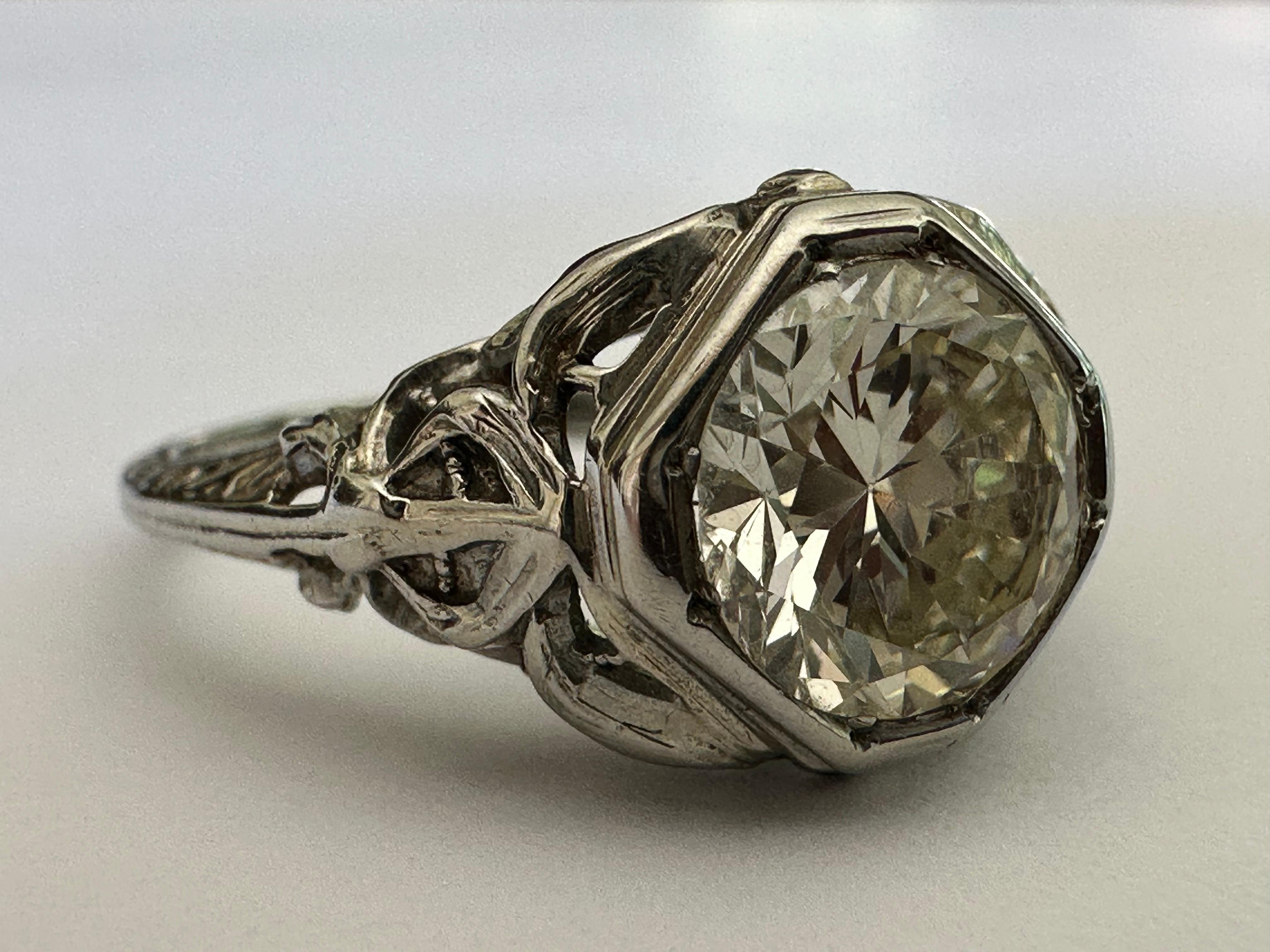 Art Deco 1,46-karätiger Diamant Solitär-Ring 1
