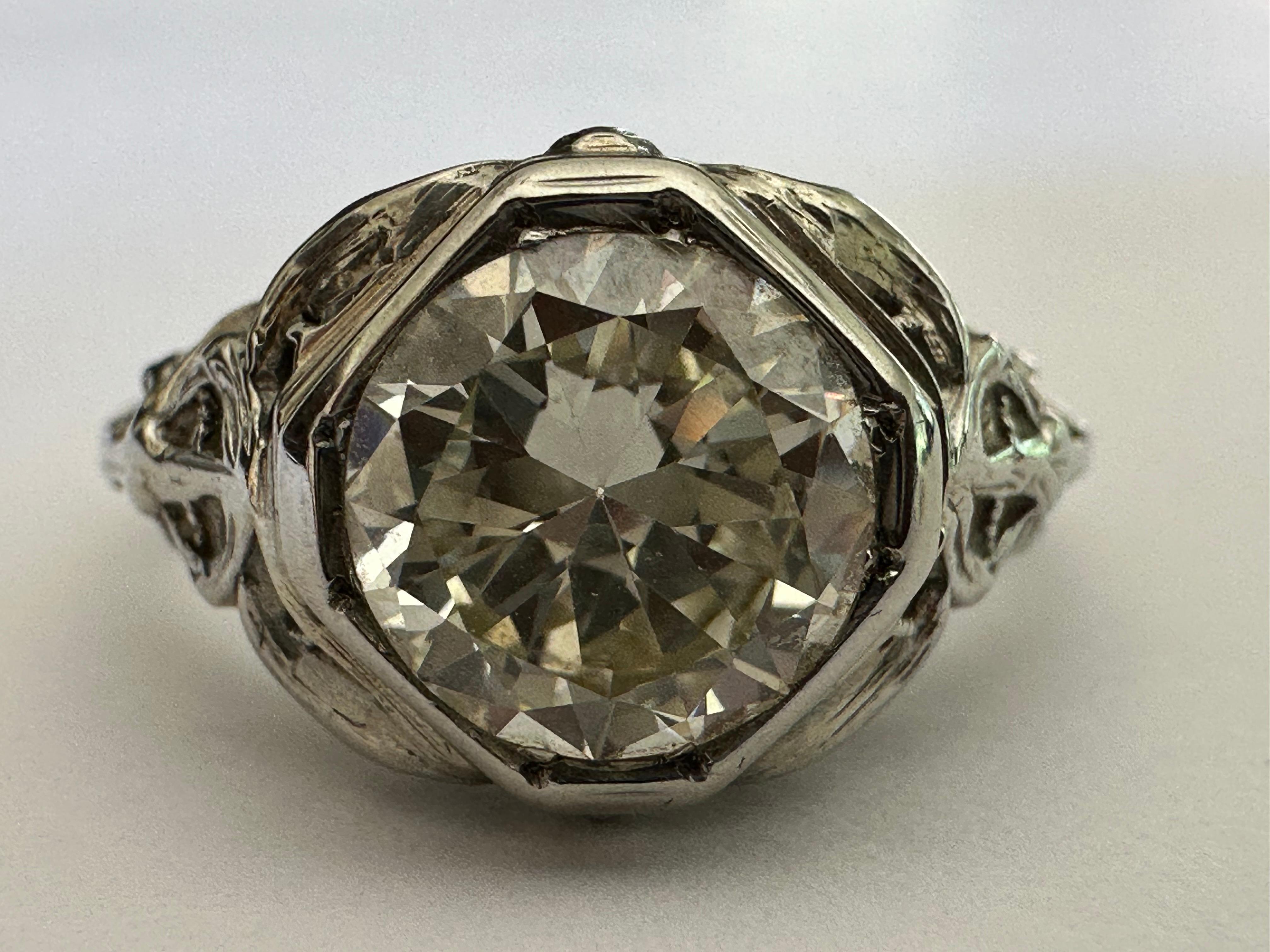 Art Deco 1,46-karätiger Diamant Solitär-Ring 2