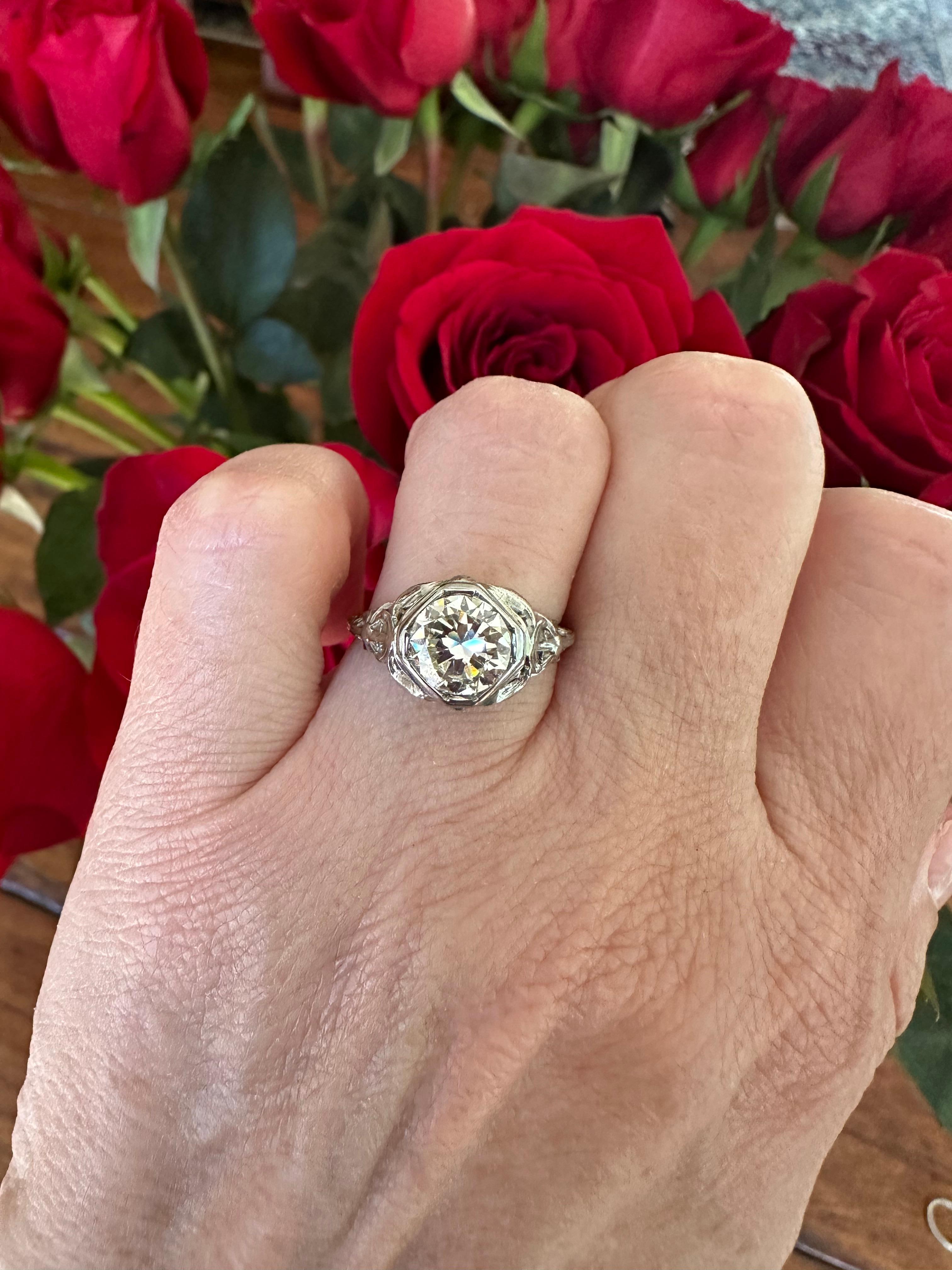 Art Deco 1,46-karätiger Diamant Solitär-Ring 3