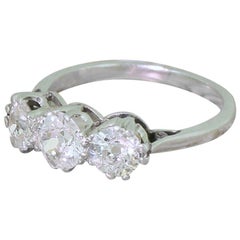 Art Deco 1.46 Carat Old Cut Diamond Trilogy Ring