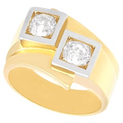 Anello Art Deco con diamante da 1,47 carati e oro giallo 18 carati