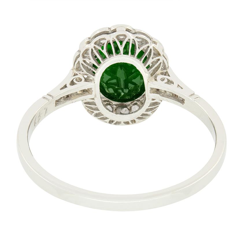 Art Deco 1.49ct Tourmaline and Diamond Cluster Ring, c.1920s In Good Condition For Sale In London, GB