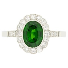 Art Deco 1.49ct Tourmaline and Diamond Cluster Ring, c.1920s