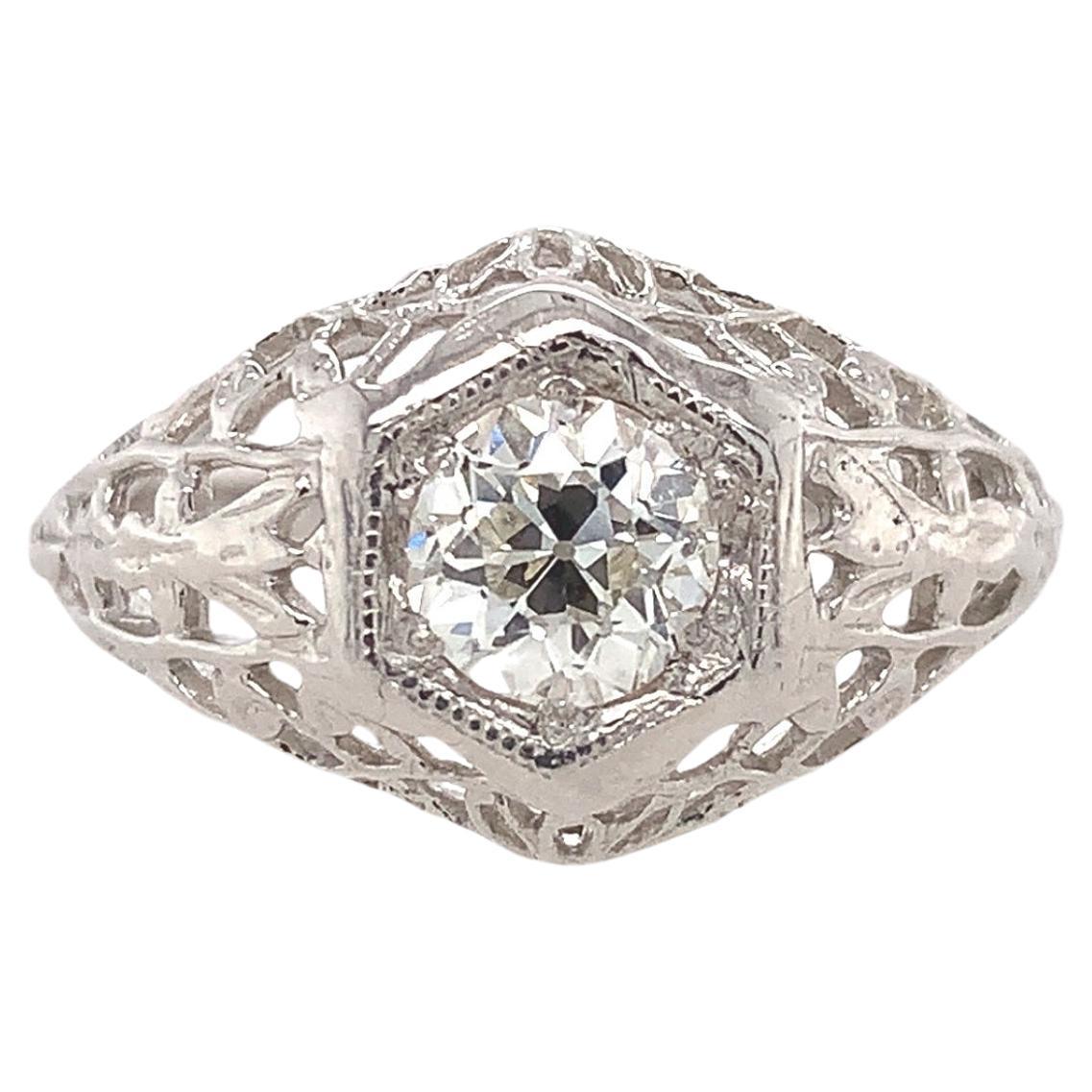 Art Deco 14K 1/2 ct Diamond Filigree Ring
