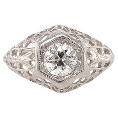 Art Deco 14K 1/2 ct Diamond Filigree Ring