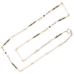 Art Deco 14k and Enamel Watch Chain