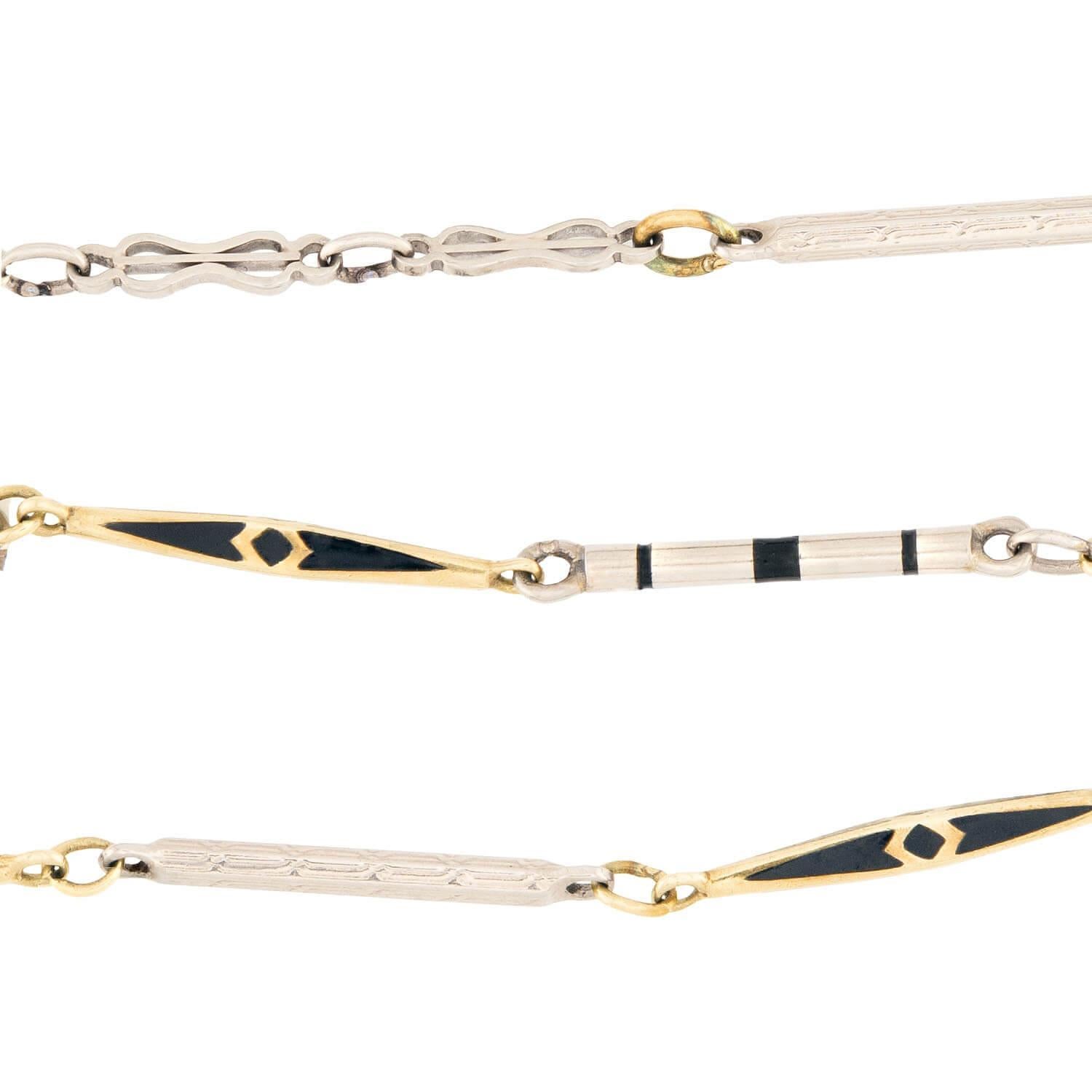 Catena per orologio Art Déco 14k e smalto In condizioni buone in vendita a Narberth, PA