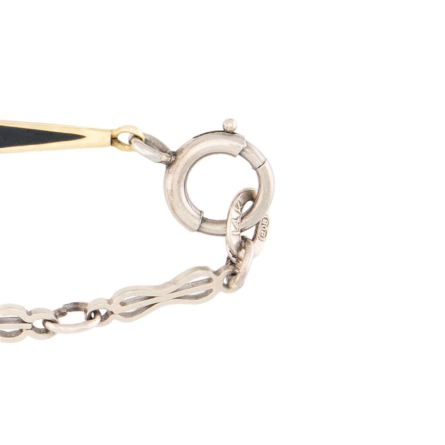 Chaîne de montre Art déco 14 carats et émail Pour femmes en vente