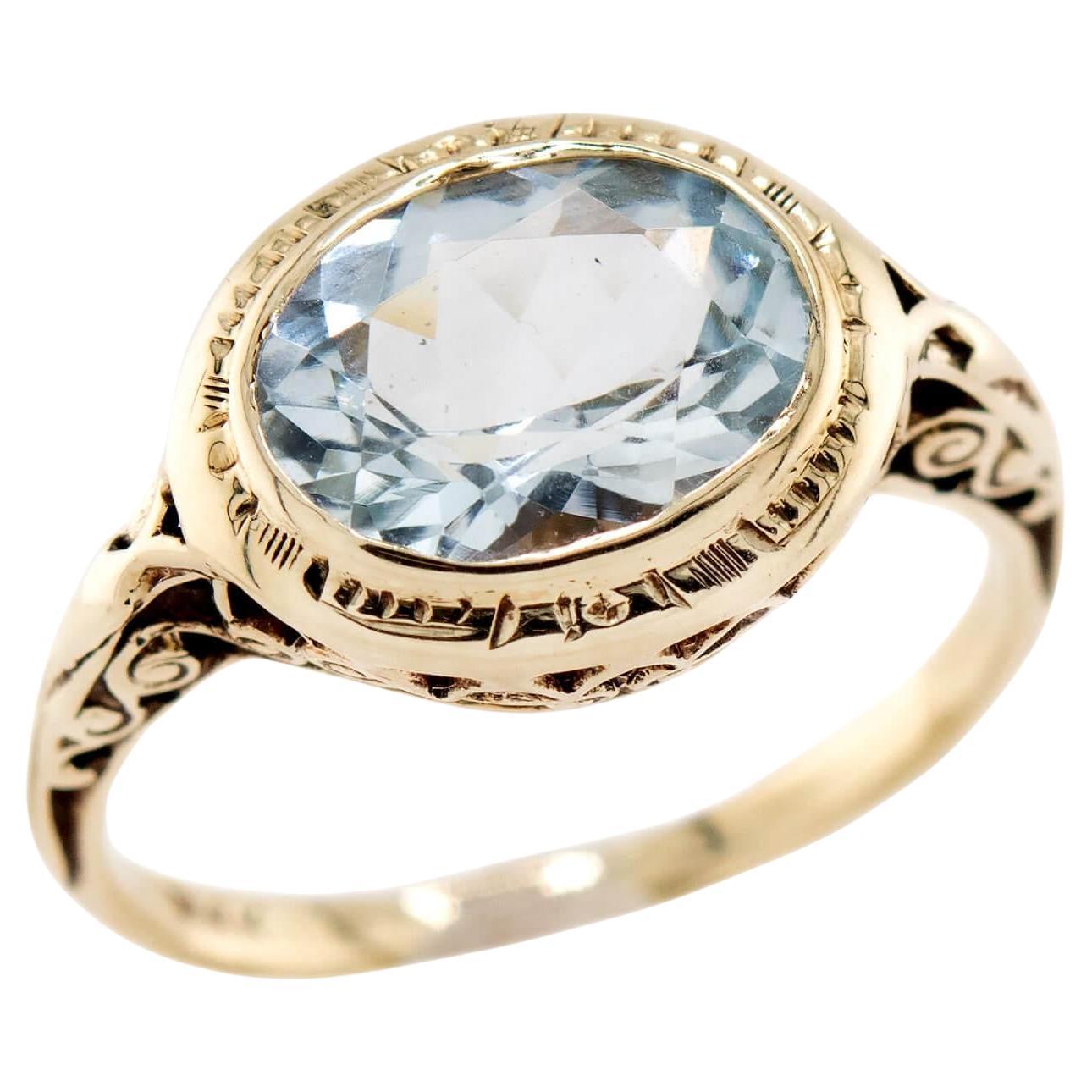 Art Deco 14k Aqua Ring