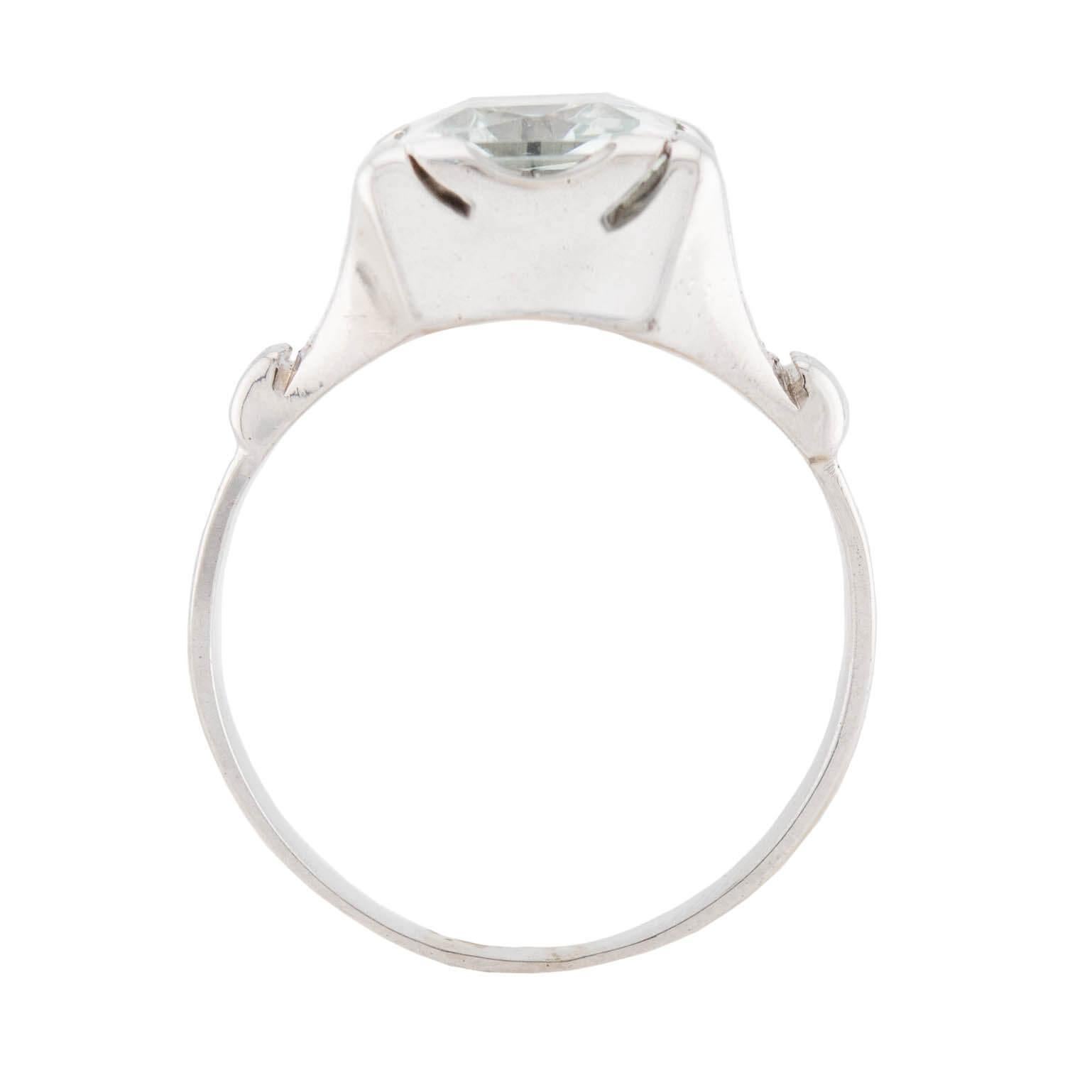Art Deco 14k Aquamarine Ring Sin cortar en venta