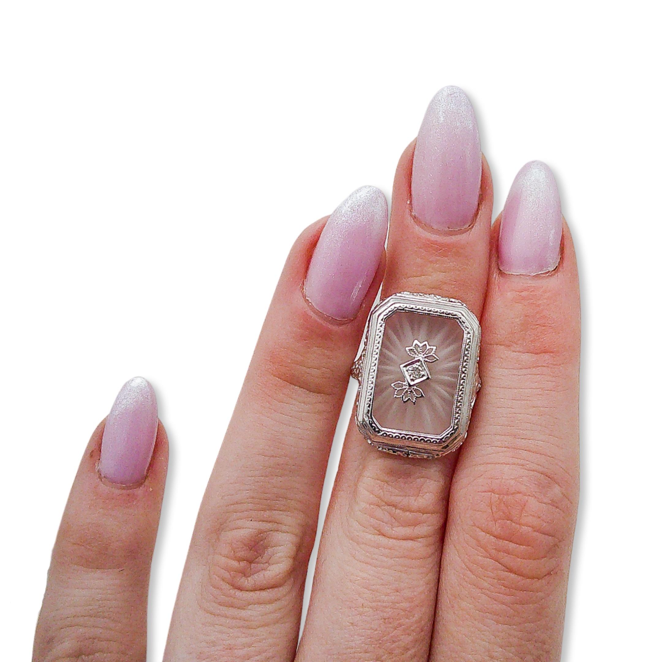 Bague Art Déco 14k Camphre en vente 2