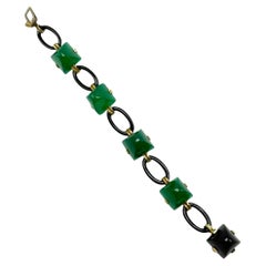 Bracciale Art Deco 14k in crisoprasio e onice