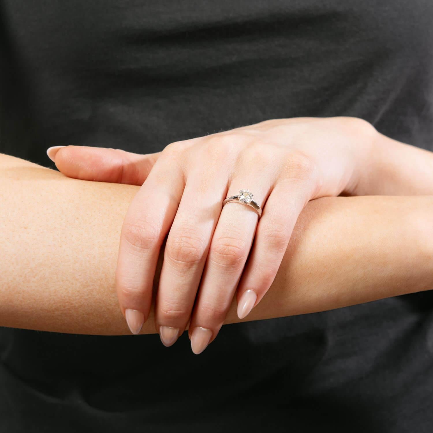 Bague de fiançailles Art déco 14k avec diamant 0.78ct en vente 2