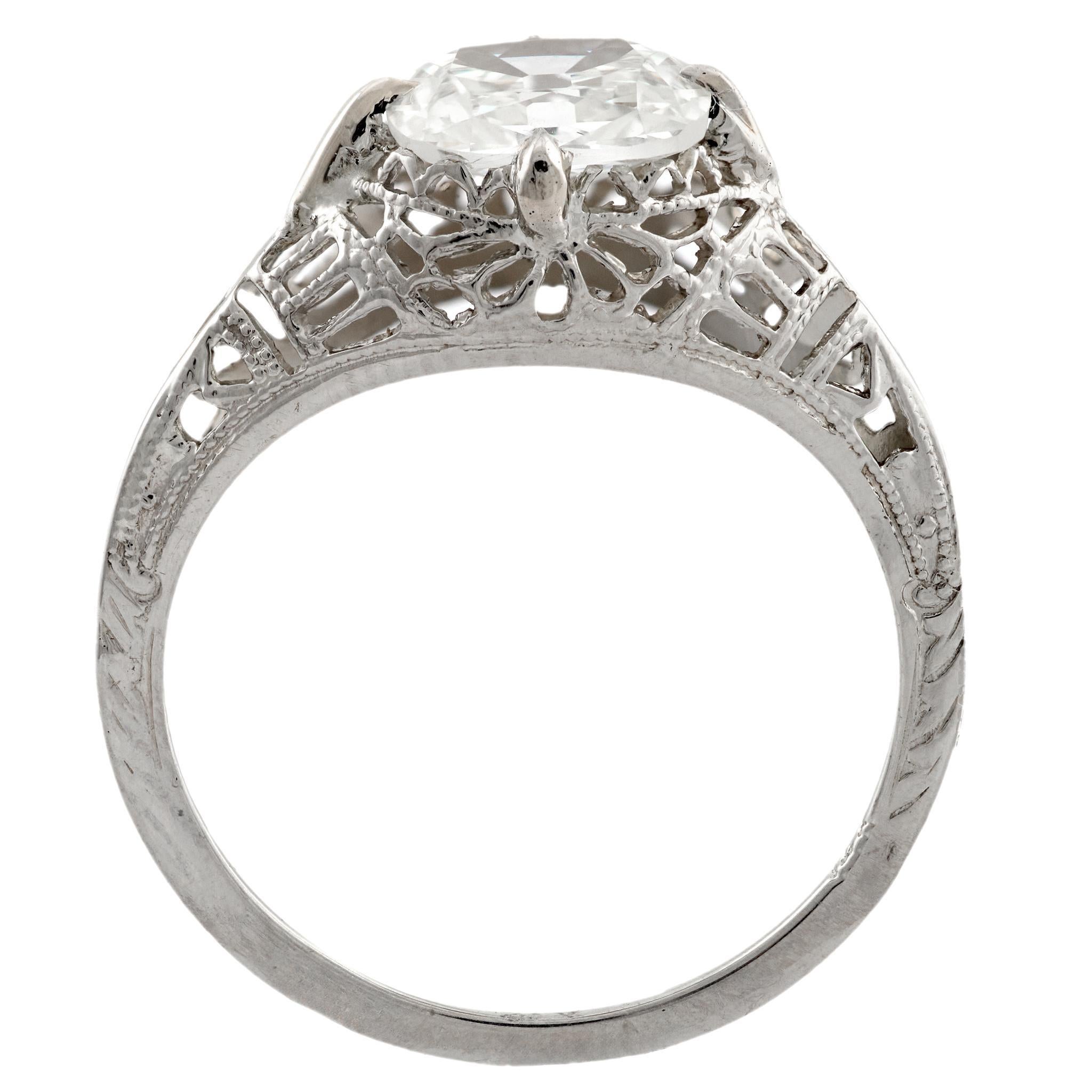 Art Deco 14k Diamant Verlobungsring 1,20ct (Ungeschliffen) im Angebot