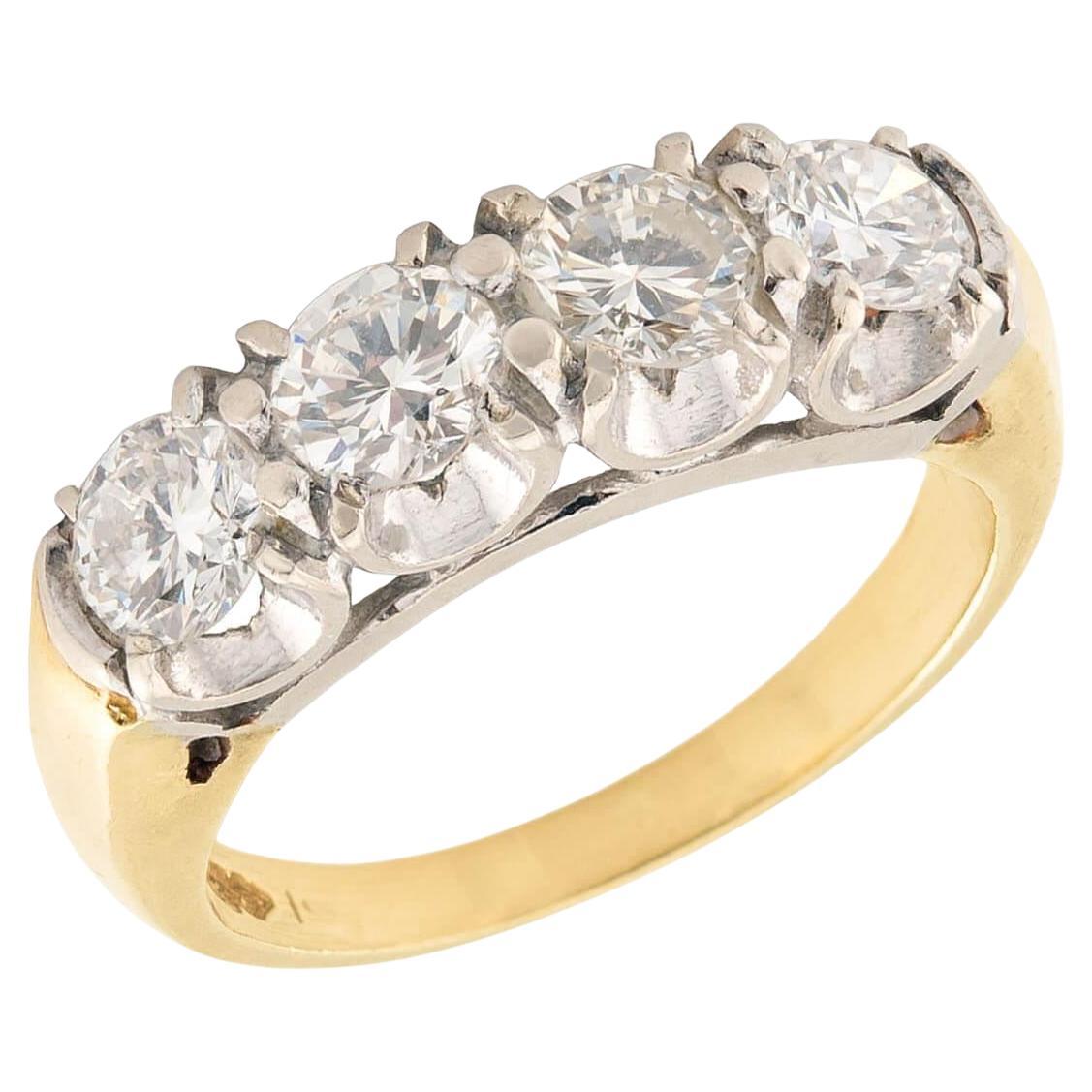 Art Deco 14k Diamond Four Stone Ring
