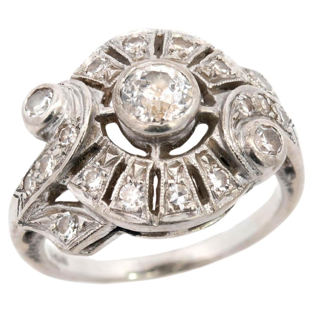 Art Deco 14k Diamond Halo Ring