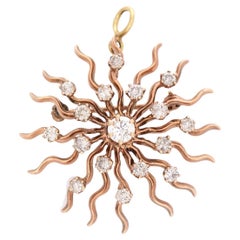 Spilla/pendente a stella con diamante Art Deco 14k