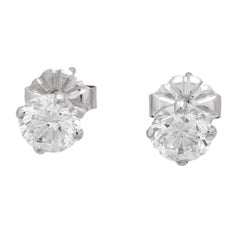 Art Deco 14k Diamond Stud Earrings 1.47ctw