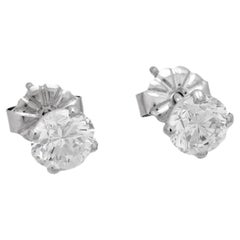 Art Deco 14k Diamond Stud Earrings 1.47ctw