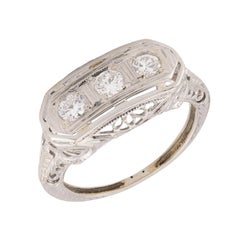 Antique Art Deco 14k Diamond Three Stone Ring